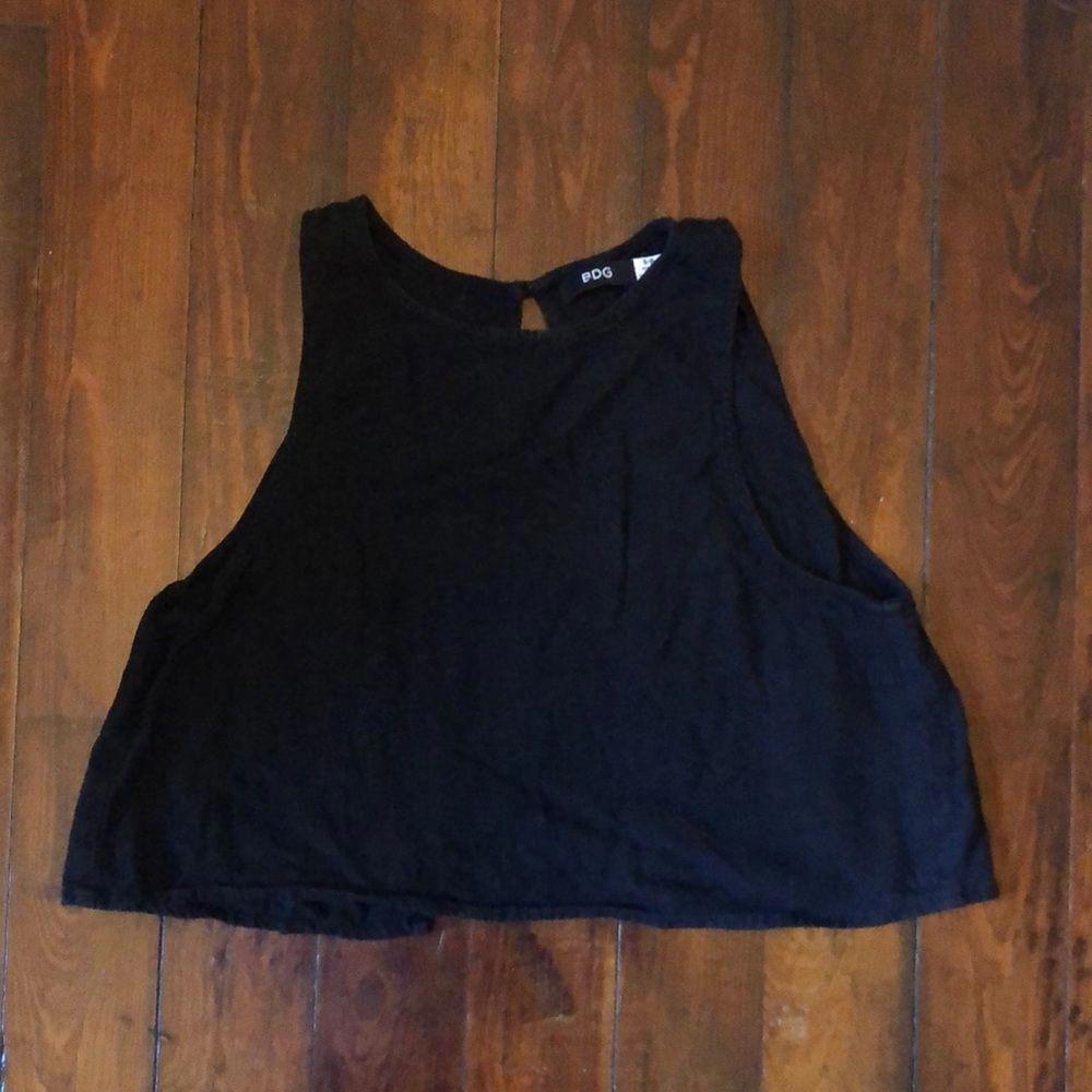 BDG Black Linen Open Back Tank Top - Size PS